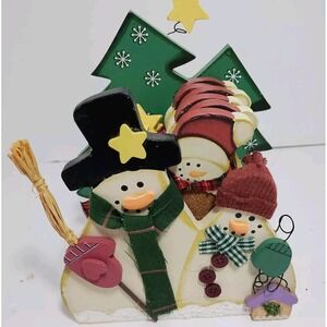6 Handcrafted Snowman Coasters In Snowman House Holder‎ Cork Holiday Classic